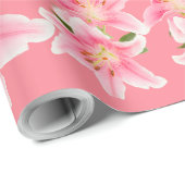 Pink Lily Matte Wrapping Paper Geschenkpapier (Rolleneckpunkt)