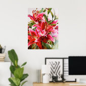 Pink Lily Original Botanic Print Leinwand Poster (Heimbüro)