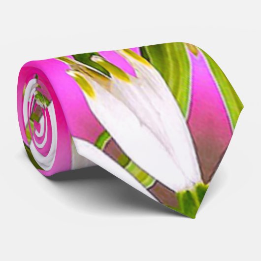 Pink Lily Pattern Krawatte (Gerollt)