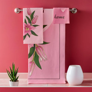 Pink Lily Sweet Heart Badhandtuch Set