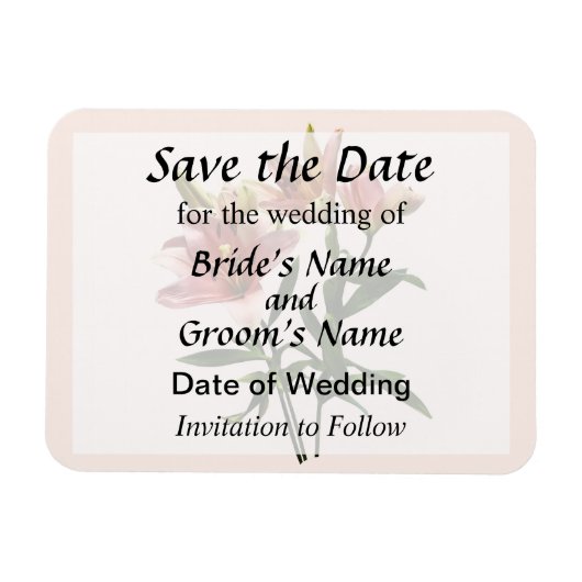 Pink Lily Trio Save the Date Magnet (Horizontal)