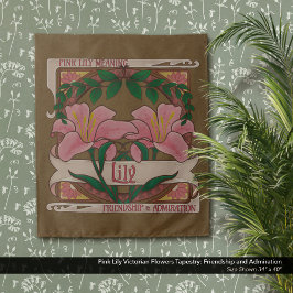 Pink Lily Viktorianische Blume Freundschaftsbewund Wandteppich