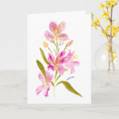 Pink Lily Watercolor Floral Greeting Card Karte (Gelbe Blume)