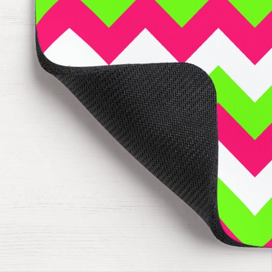 Pink Lime and White Zigzag Mousepad (Ecke)