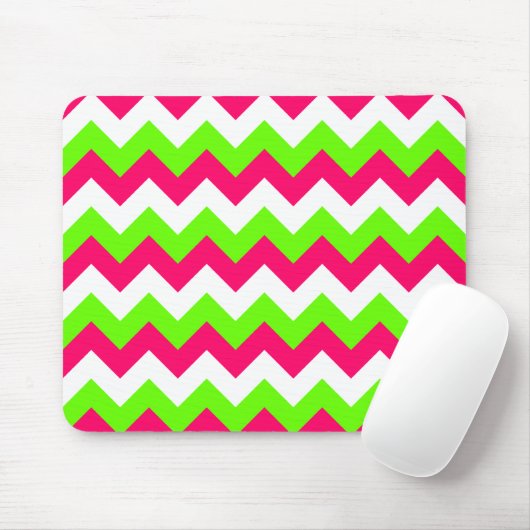 Pink Lime and White Zigzag Mousepad (Mit Mouse)