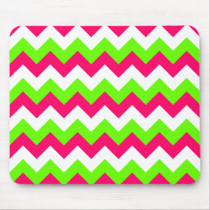 Pink Lime and White Zigzag Mousepad