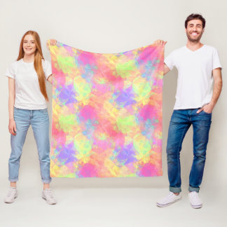 Pink Lime Green Lila Blue Polygon Art Muster Fleecedecke