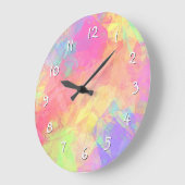 Pink Lime Green Lila Blue Polygon Art Muster Große Wanduhr (Winkel)