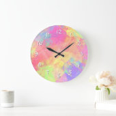 Pink Lime Green Lila Blue Polygon Art Muster Große Wanduhr (Zuhause)