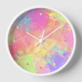 Pink Lime Green Lila Blue Polygon Art Pattern Cl Uhr (Vorderseite)