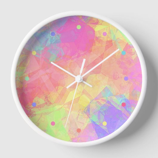 Pink Lime Green Lila Blue Polygon Art Pattern Cl Uhr (Vorderseite)