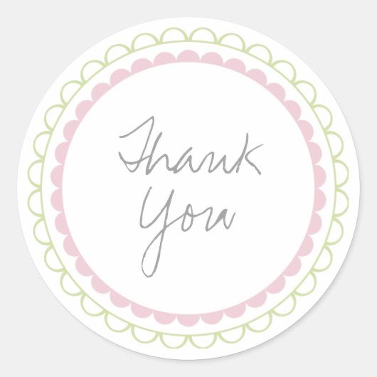 Pink Limon Frills Scalloped Danke Label Aufkleber (Vorderseite)