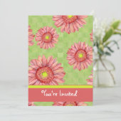 Pink & Limon Gerbera Daisies Daisy Blume Floral Einladung (Stehend Vorderseite)