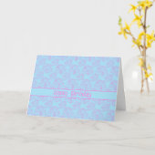 Pink Line Blume Muster Lt Blue Happy Birthday Karte (Gelbe Blume)