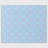Pink Line Gezeichnet Blume Muster auf hellblau Geschenkpapier (Flach)