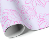 Pink Line Gezeichnet Blume Muster auf Lila Papier Geschenkpapier (Rolleneckpunkt)