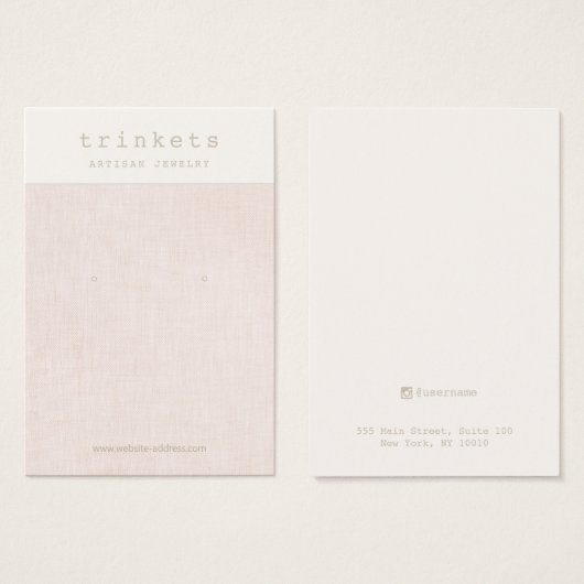 Pink Linen Earring Juwelier Display Card (Vorne & Hinten)