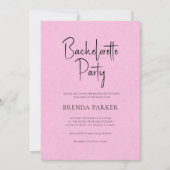 Pink Linen Einfaches Schwarzes Script Junggeselinn Einladung (Vorderseite)