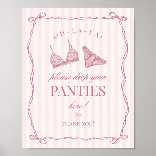 Pink Lingerie Bachelorette Panties Please Sign Poster (Vorne)