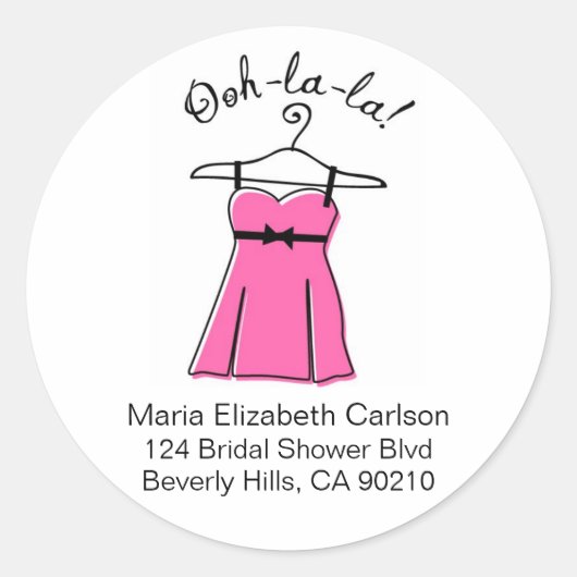 Pink Lingerie Brautparty Address Labels Runder Aufkleber (Vorderseite)