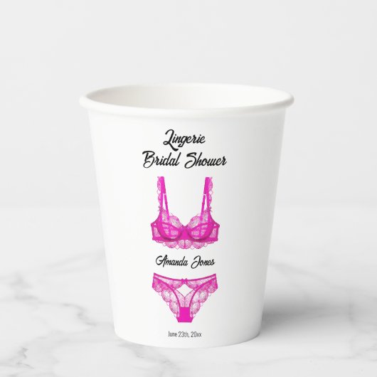 Pink Lingerie Brautparty Pappbecher (Vorderseite)