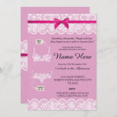 Pink Lingerie Dusche Brautparty Lace Bow lädt ein Einladung (Vorne/Hinten)