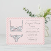 Pink Lingerie Dusche Graue Blume Einladung (Stehend Vorderseite)