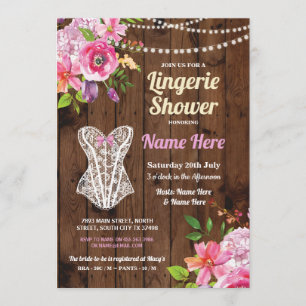 Pink Lingerie Dusche Holz Blume Einladung