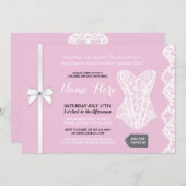Pink Lingerie Dusche Invite White Lace Bridal Einladung (Vorne/Hinten)