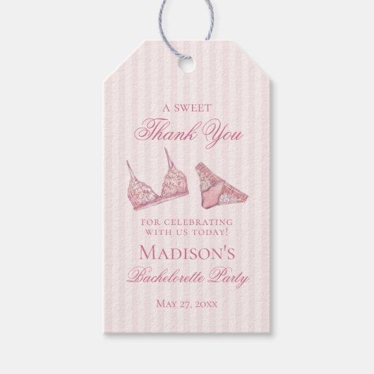Pink Lingerie Shower Bachelorette Bridal Favor Geschenkanhänger (Vorderseite)
