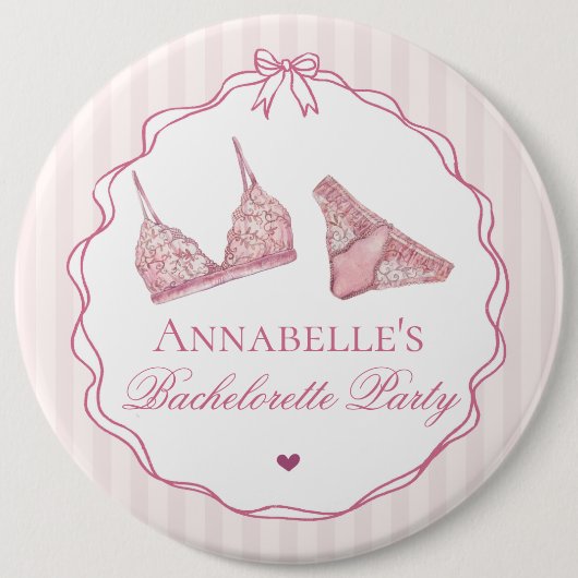Pink Lingerie Shower Bachelorette Party Favor Button (Vorderseite)