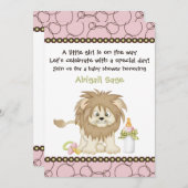 Pink Lion Baby Shower Einladung für Mädchen (Vorne/Hinten)