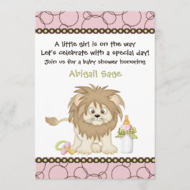 Pink Lion Baby Shower Einladung für Mädchen