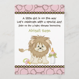 Pink Lion Baby Shower Einladung für Mädchen