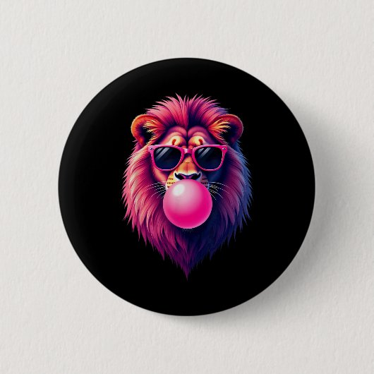 Pink Lion bläst Blubble Gum Button (Vorderseite)