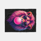 Pink Lion bläst Blubble Gum Fleecedecke (Vorderseite (Horizontal))