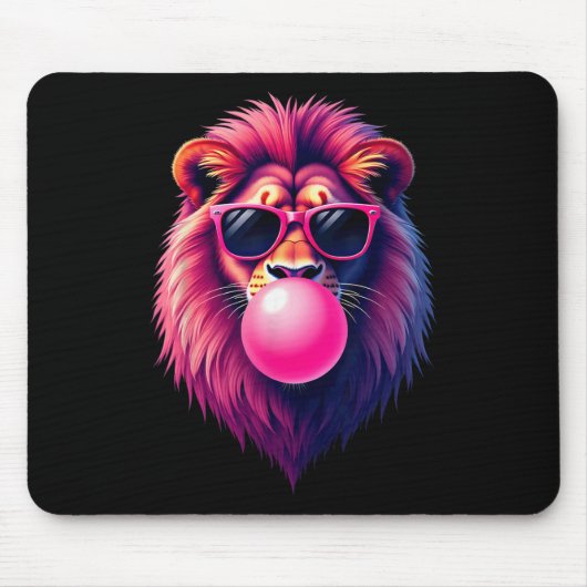 Pink Lion bläst Blubble Gum Mousepad (Vorne)