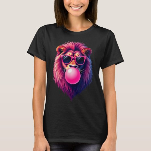 Pink Lion bläst Blubble Gum T-Shirt (Vorderseite)