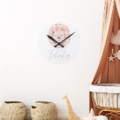 Pink Lion Boho Kinderzimmer Runde Wanduhr