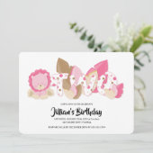 Pink Lion Einladung zum zweiten Geburtstag (Stehend Vorderseite)