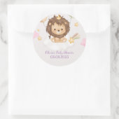 Pink lion girl baby shower runder aufkleber (Tasche)