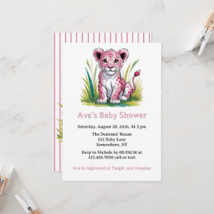 Pink Lion Girl Babydusche Einladung