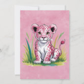 Pink Lion Girl Babydusche Einladung (Rückseite)