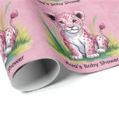 Pink Lion Girl Babydusche Geschenkpapier (Rolleneckpunkt)