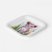 Pink Lion Girl Babydusche Pappteller (Gewinkelt)