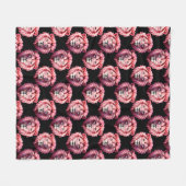 Pink Lion Head Animal Pattern Design - Black Fleecedecke (Vorderseite (Horizontal))