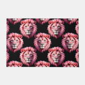 Pink Lion Head Animal Pattern Design - Black Fußmatte (Vorderseite)