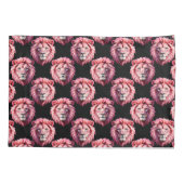 Pink Lion Head Animal Pattern Design - Black  Kissenbezug (Rückseite)