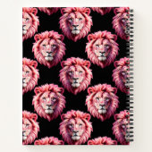 Pink Lion Head Animal Pattern Design - Black Notizblock (Rückseite)