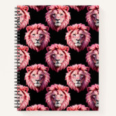 Pink Lion Head Animal Pattern Design - Black Notizblock (Vorderseite)